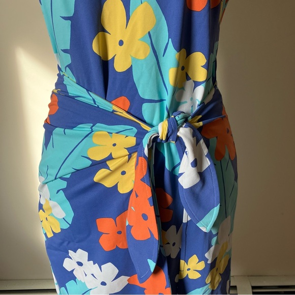 J.Mclaughlin Havana Catalina Blue Floral Faux Wrap Dress size XS - Picture 4 of 9